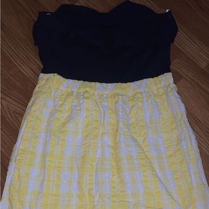 Navy & Yellow Striped Strapless Lilly Pulitzer Dress